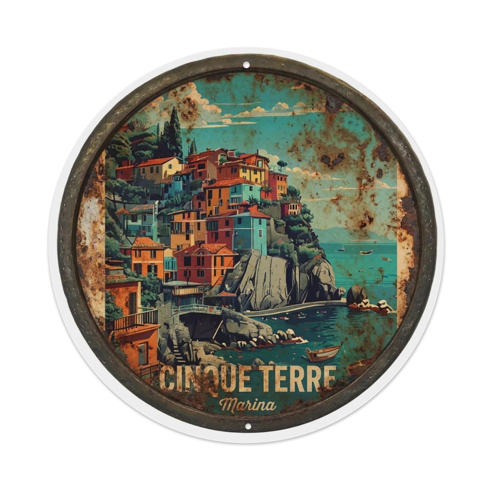 Metal Tin Sign Italy Vintage Travel Cinque Terre