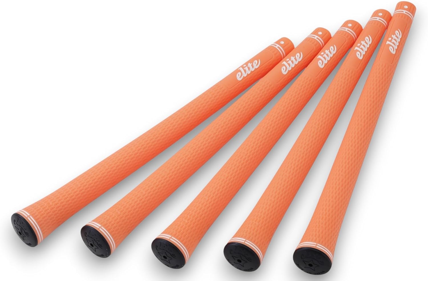 elitegrip Standard Series SX38 Golf Grips, Grip Ends - Body Shape, Grip Point, Rhinestone, Back Line, M58/M60/M62, Wild Orange, Length 10.4 inches (265 mm), Set of 5