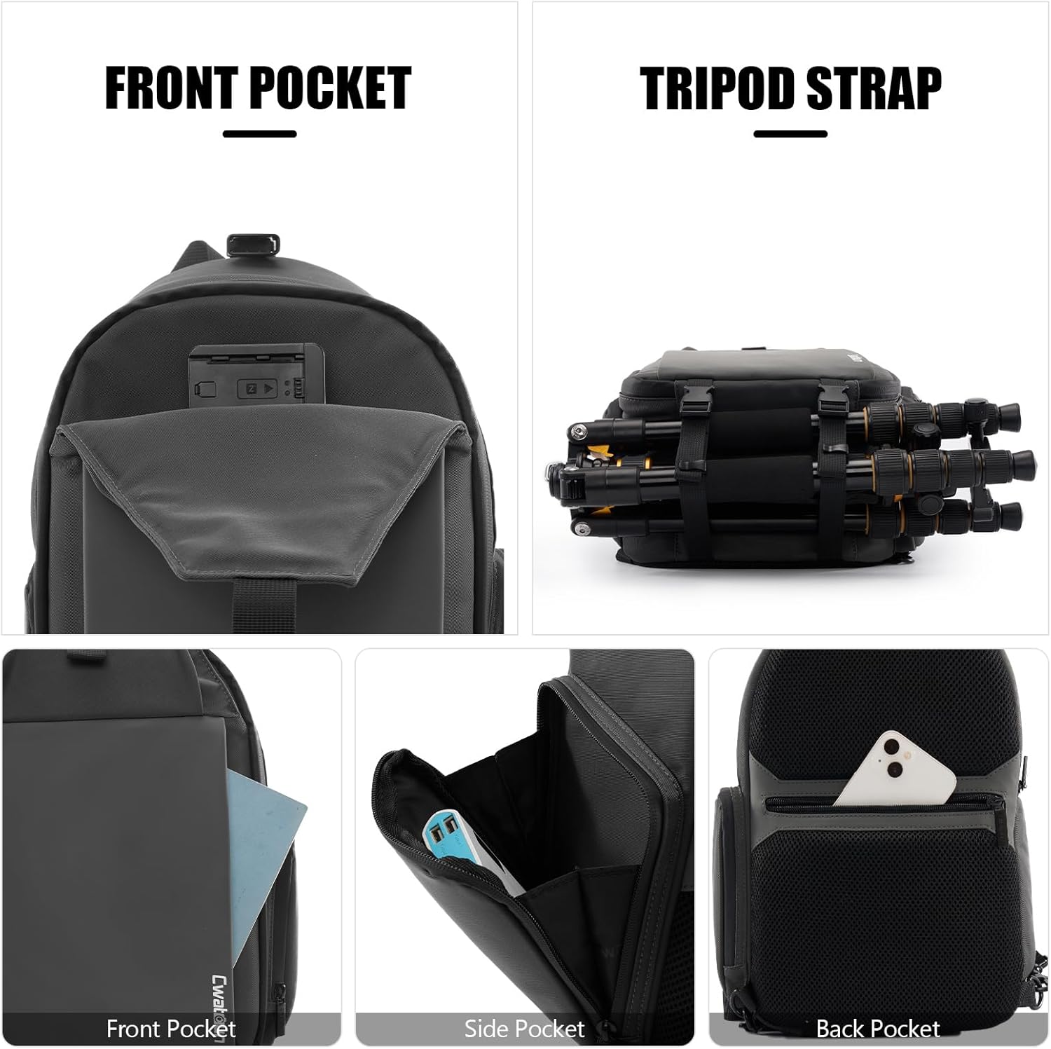 Cwatcun Camera Bag，SLR DSLR Canvas Sling Bag Small Compact Camera Shoulder Bag Crossbody Camera Case photography Purse with Padded Shoulder Strap for Canon Nikon Sony Fuji Mirrorless Cameras - Image 5