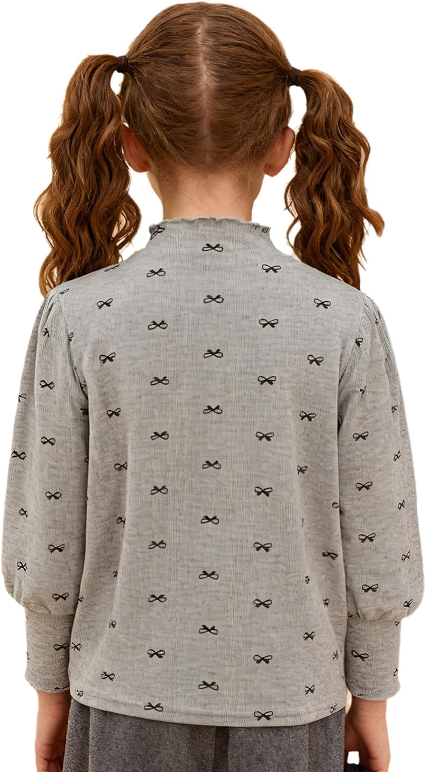 Jugaoge Kids Girls Mock Neck Thermal Tops Long Sleeve Shirts Base Layer Pullover Tops Casual Undershirts