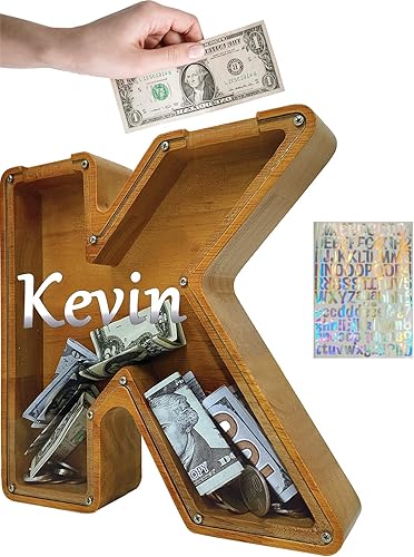 Miniatura 57 de Alcancías de Letras de Madera Extra Grandes de 12" - Alcancías para Niños y Niñas, Bancos de Dinero del Alfabeto con Inicial R - Banco de Monedas