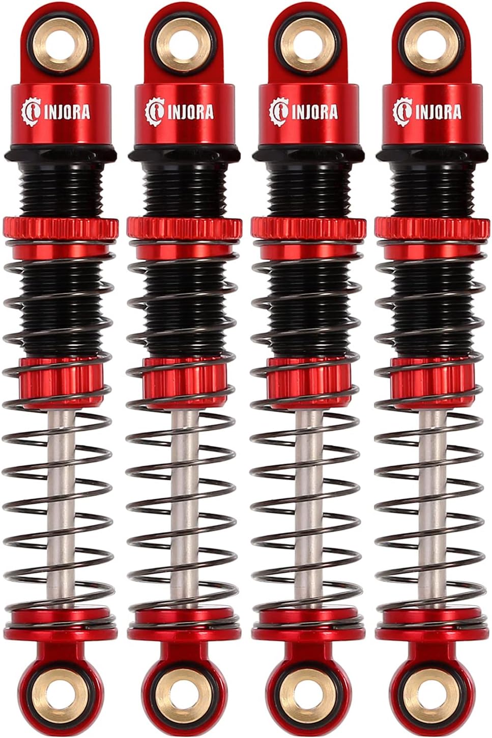 INJORA 45mm Shocks Aluminum Threaded Absorber Oil Damper for FMS FCX24 FCX18 1/24 RC Crawler Upgrade, Red