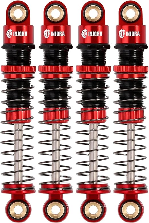 INJORA 45mm Shocks Aluminum Threaded Absorber Oil Damper for FMS FCX24 1/24 RC Crawler Upgrade(Red)