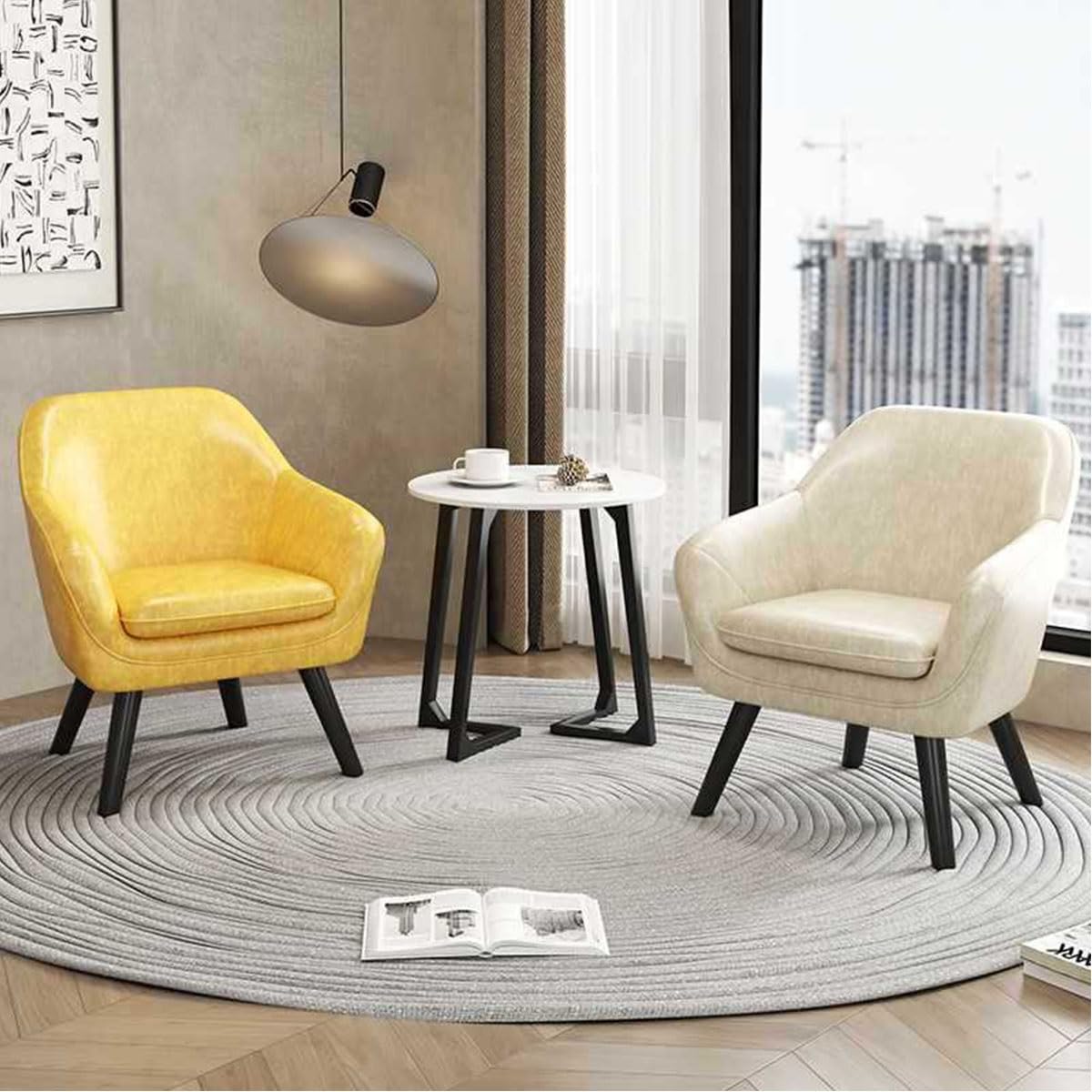 Amazon｜快適なフェイクレザーのアクセントチェア、アーム付きリビング