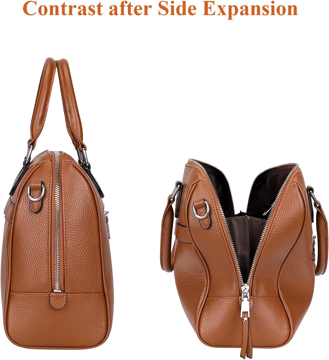 Over Earth Genuine Leather Satchel Top-Handle Handbags for Women Ladies Crossbody Bag - Image 6