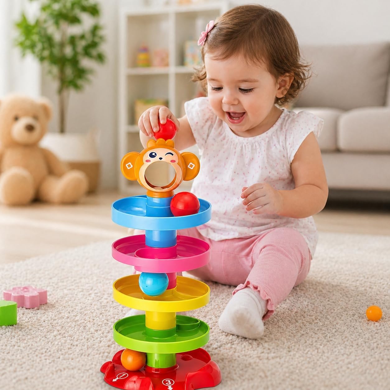 KmCho Ball Drop & Roll Ramp Toy for Kids, Swirling Tower with Balls, Colorful Activity Toy for Toddlers Age 2-5 Years, Motor Skill Development Play Toy-image-11