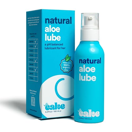 Hello Cake Natural Lube - Aloe-Based Organic Personal Lubricant - Hydrating, Hypoallergenic, pH-Balanced, Non-Sticky, Condom Compatible, for Men, Women, & Couples, 3.3 fl oz - Natural