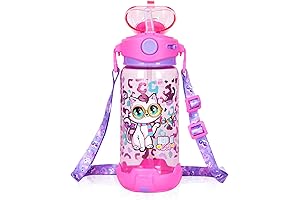 Kids Cat Water Bottle with Straw for Girls and Boys