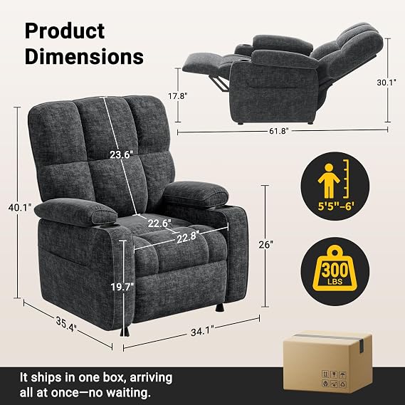 Amada Power Recliner Chair for Adults, One-Touch Synchronized Reclining