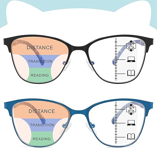 Miniatura 7 de Gafas de lectura multifocales progresivas para mujer, bifocal, sin línea, lector multifocal, luz azul, marco de computadora