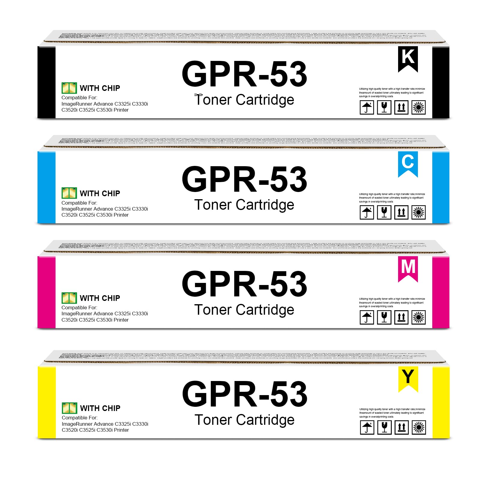 High Yield GPR-53 GPR53 GPR 53 Toner Cartridge (4 Pack) | Compatible for Canon ImageRunner Advance iR-ADV C3325i C3330i C3525i C3530i C3025i C3725i C3730i C3826i C3830i C3835i Printer