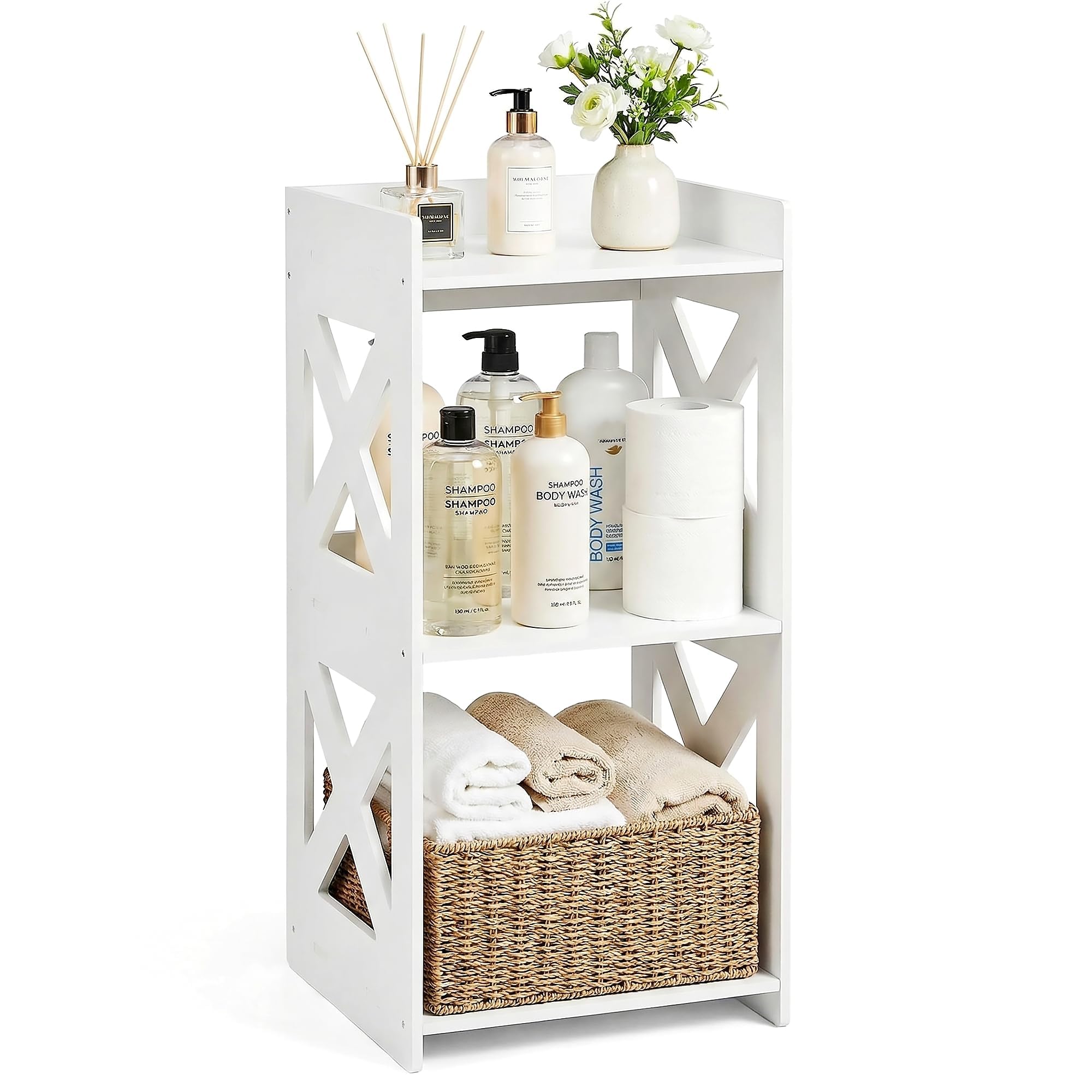 Photo 1 of FONHAYE 3-Tier Narrow Corner Shelf Unit - White