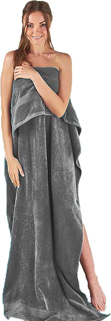 NAUSHA HOME Luxury JUMBO BATH SHEET (90 x 180 cm) 1 & 2 Pack - 100% Ring Spun Cotton 600 GSM Highly Absorbent and Quick Dry Extra Large Bath Sheet - Hotel Quality Soft Towel (Grey, 2)