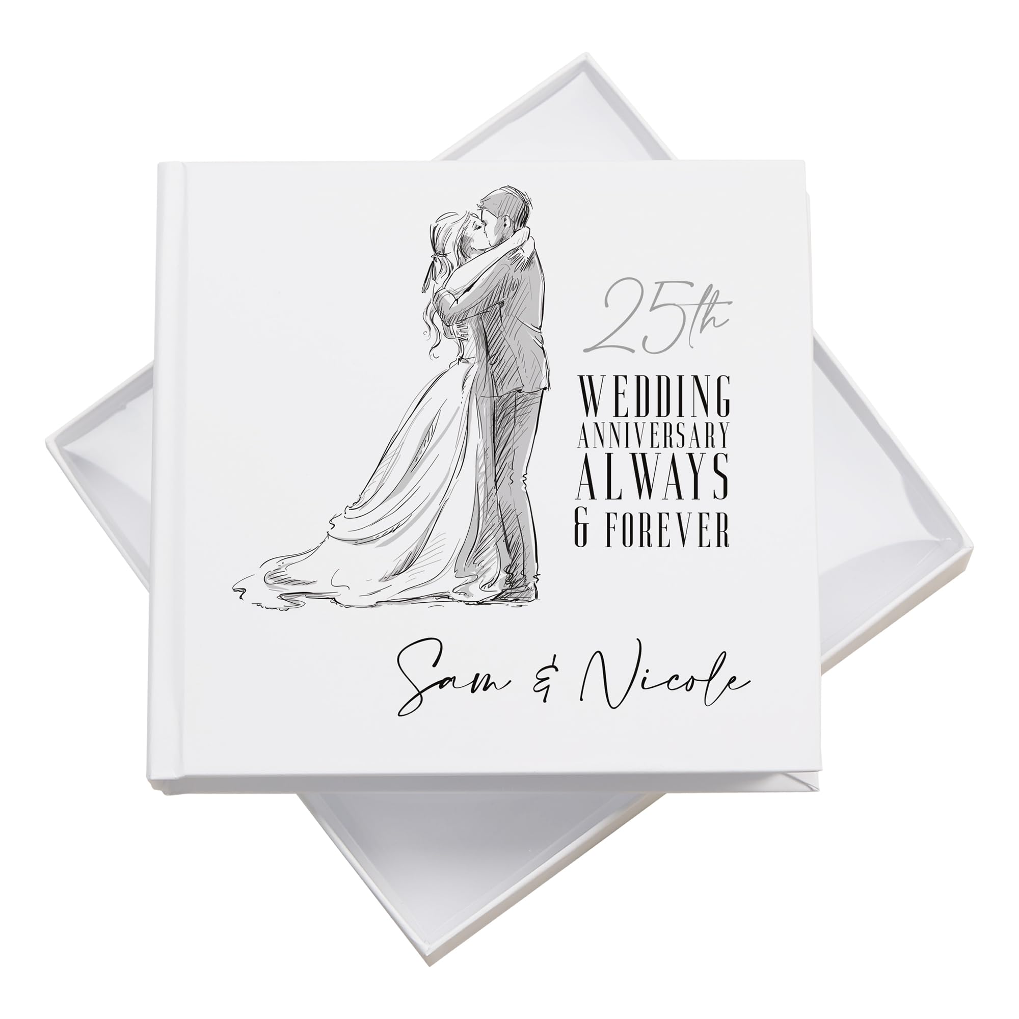 Ukgiftstoreonline White Personalised 25Th Wedding Anniversary Photo Album Gift