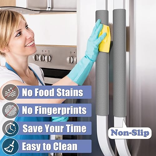 Miniatura 9 de Fundas para manijas de refrigerador, 5 piezas, fundas de cuero para manijas de electrodomésticos de cocina, mantienen tu refrigerador, microondas,