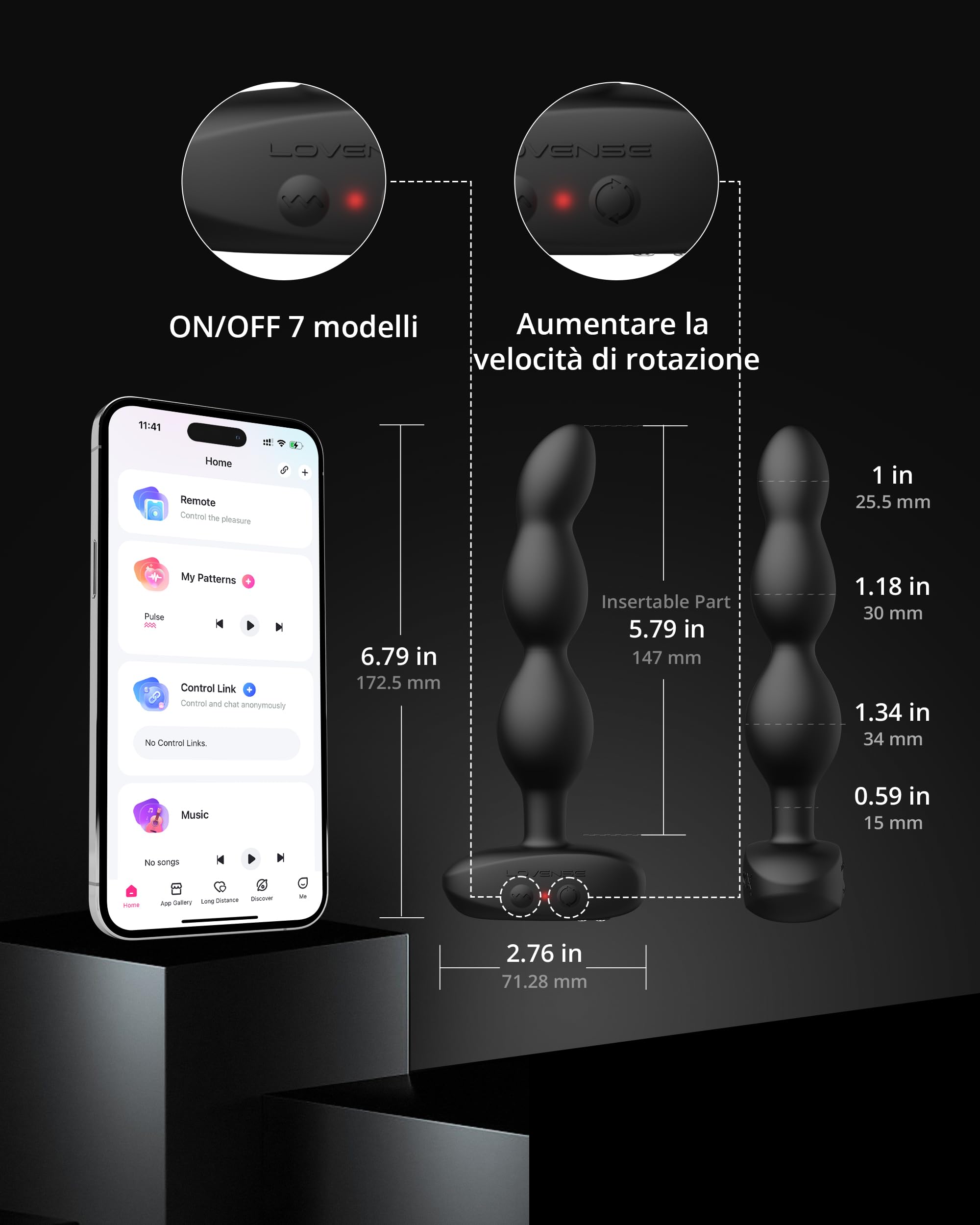 LOVENSE Ridge Plug Anale Vibratore, Massaggiatore Prostatico, Dildo Vibratore Anale Telecomandato, APP Vibratori Anali e per Perineo, Giocattoli Sessuali Anali per Uomo e Coppie