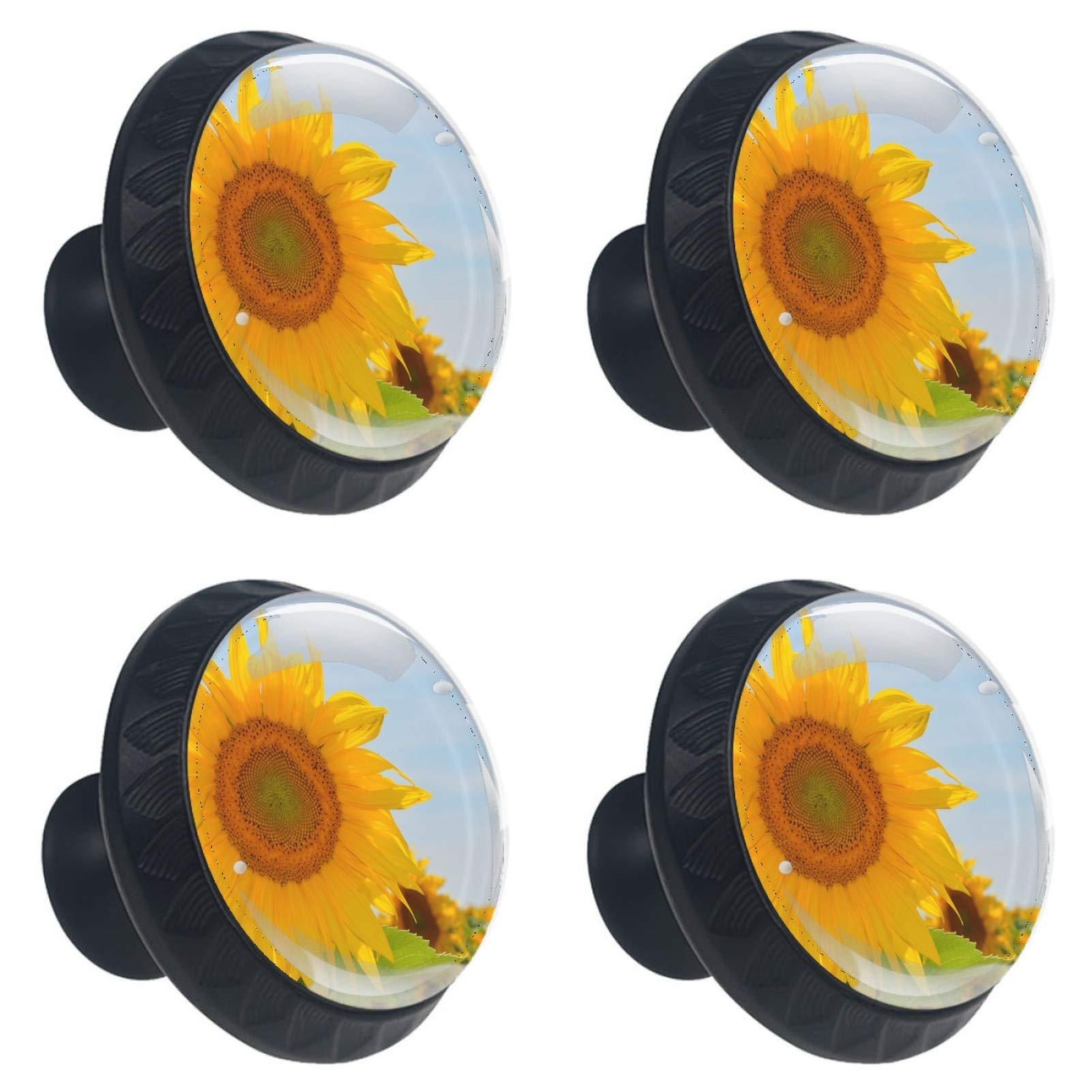 Boutons de meuble tournesol en verre pour remplacer des poignées ternes de cuisine