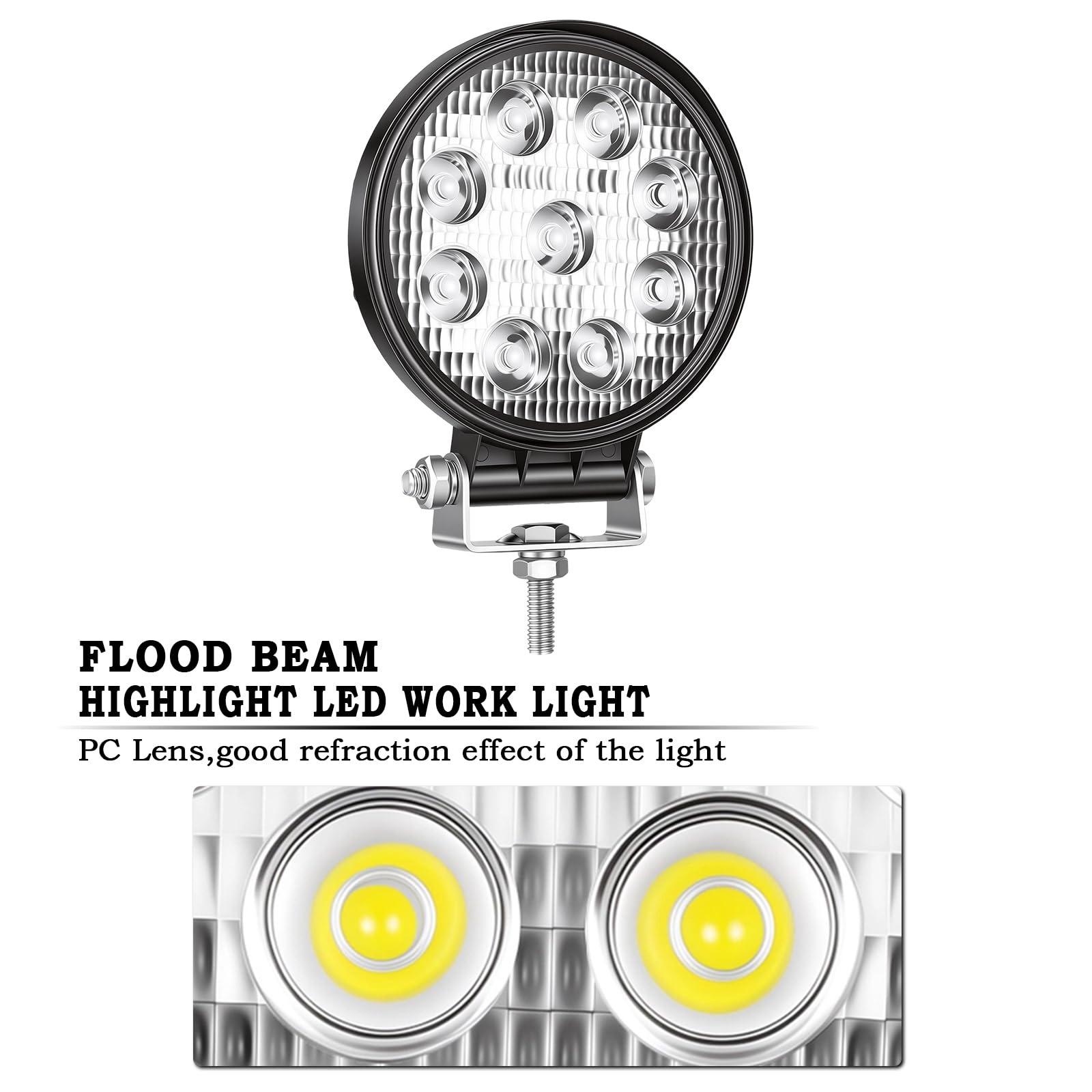 SKYWORLD Lampka robocza LED, 10 cm 27 W okrągła lampa przeciwmgielna do jazdy na drogach światła terenowe światła do łodzi światła do jazdy LED lampa robocza łódź ciężarówka traktor lampa SUV - 10 paczek