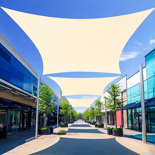 Tamaño personalizado de 16 x 30 pies, parasol rectangular color crema con bloqueo UV, toldo de tela de refugio, toldo de tela de refugio, 185 GSM