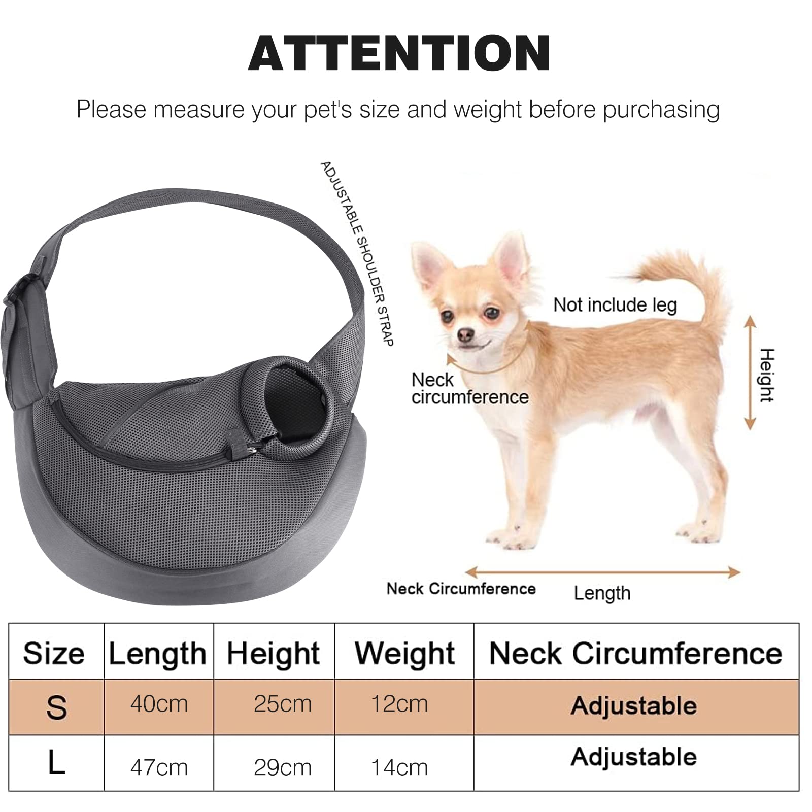 PETCUTE Sac de Transport Chien,Mains Libres,Portable Sac à Bandoulière Chien Chat,Réglable Sac de Voyage pour Petits Animaux avec Maille Respirant,Poche pour Extérieur Marche Métro,L