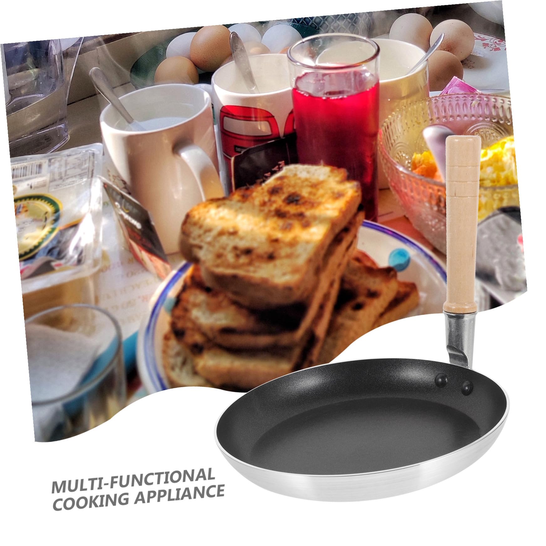 BESPORTBLE Padella Antiaderente Piccola per Uova Manico Verticale in Legno, per Cucina Giapponese e Frittate, Fondo Piatto da 19 CM Resistente al Calore