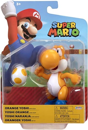 Miniatura 6 de SUPER MARIO Figura de acción de 4 pulgadas naranja Yoshi juguete coleccionable con accesorio de huevo