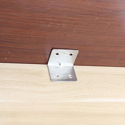 Miniatura 5 de ULIFESTAR - Soportes de esquina de acero inoxidable resistentes en forma de L, fijación de 90 grados en ángulo recto para estantes de madera,