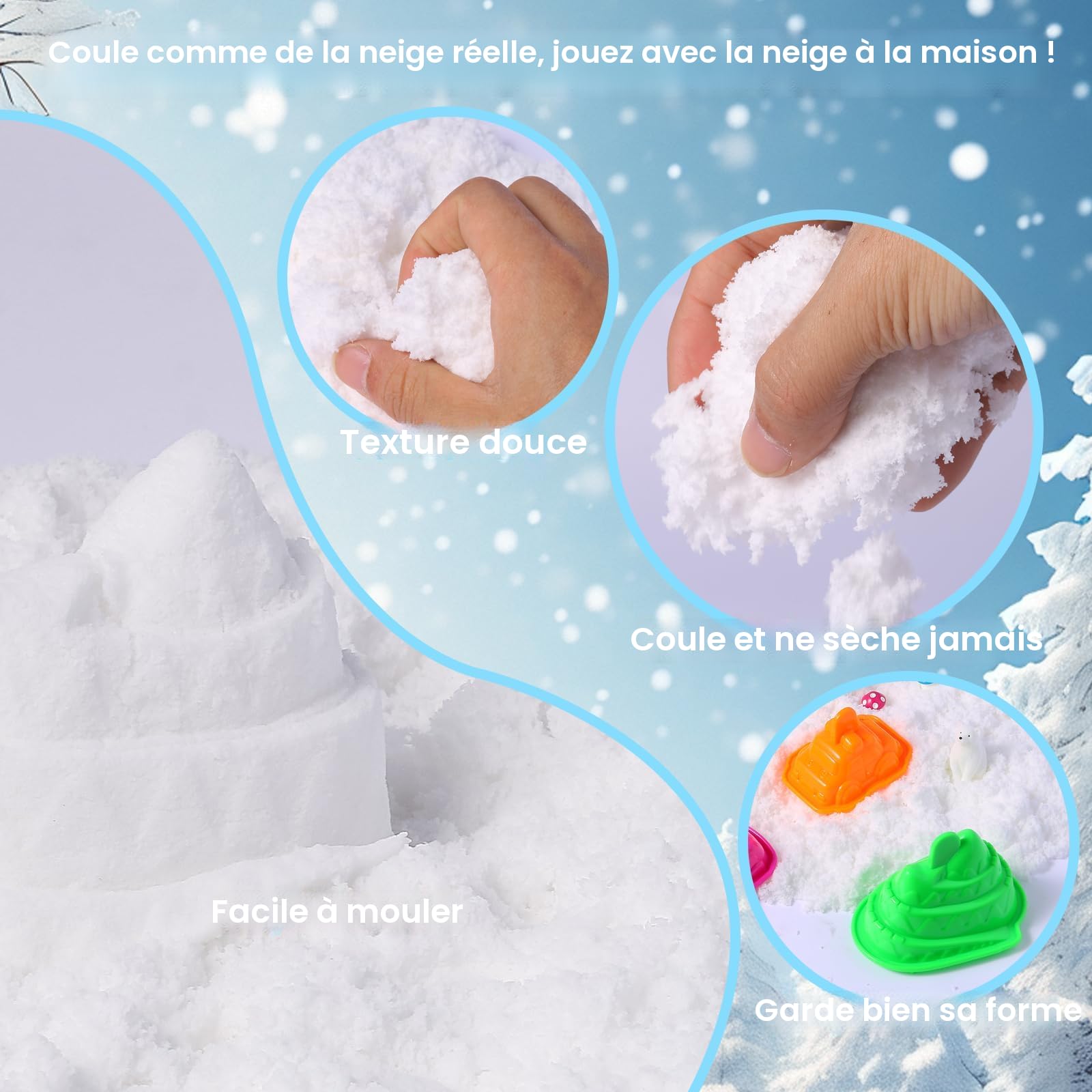 Tacobear Sable Magique Thème Polaire – 850 G De Sable Sensoriel Avec Figurines Animaux, Moules Et Accessoires
