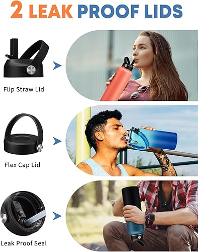 Miniatura 3 de RRYFOUR Botella de agua de 1 galón aislada, jarra de agua de metal con mango de paracaídas, popote y tapa flexible, funda para botella de agua de