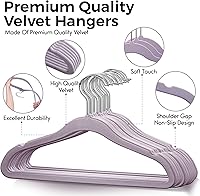 Vista 9 de 50 Perchas de Terciopelo Premium para Niños - 14'' Antideslizantes, Ultra-Delgadas y que Ahorran Espacio - Gancho Giratorio de 360°, Fuertes y Morado