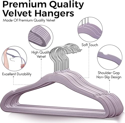 Miniatura 9 de 50 perchas de terciopelo prémium para niños, antideslizantes, ultrafinas y que ahorran espacio, gancho giratorio de 360, fuertes y duraderas para
