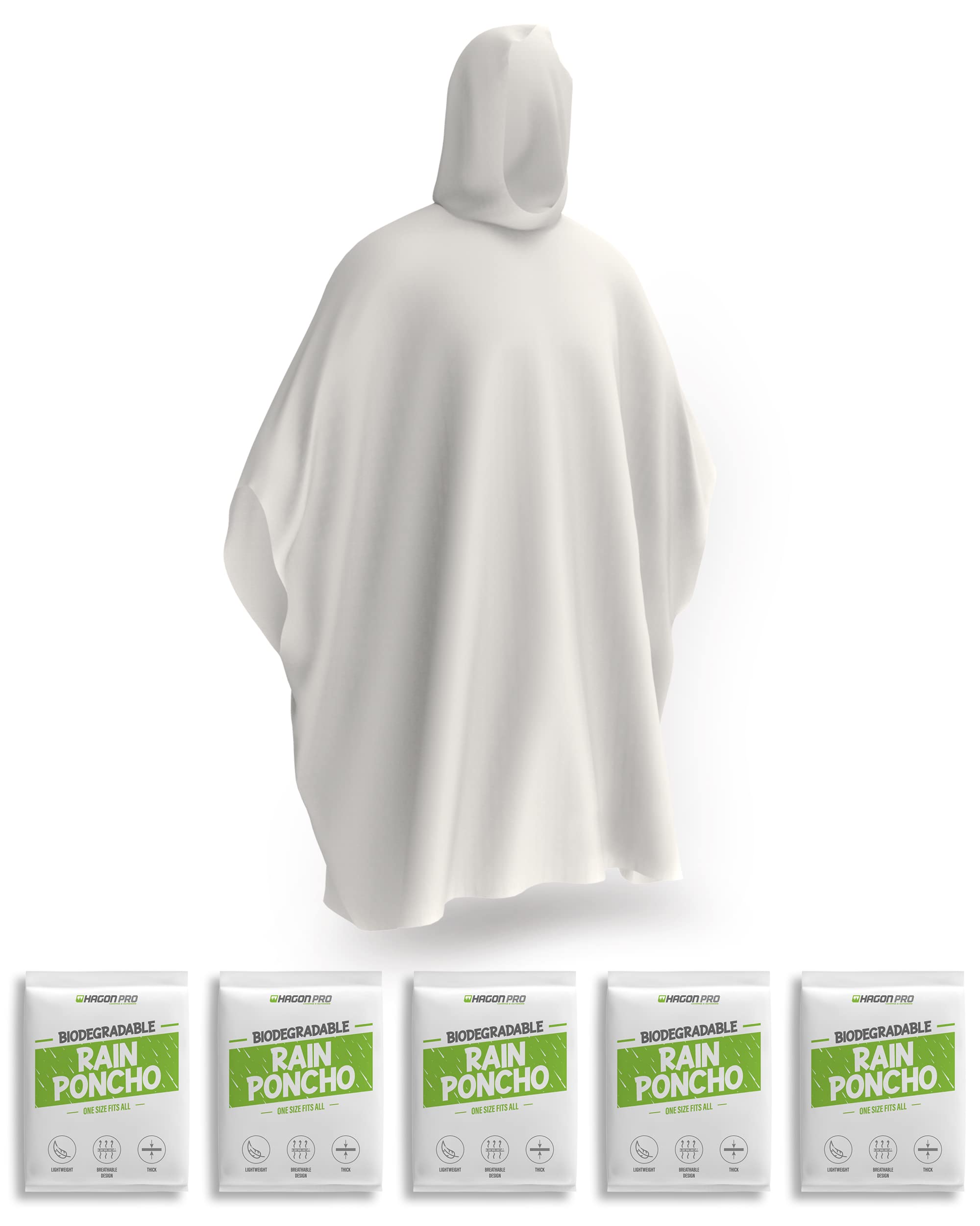 hagon pro Biodegradable Rain Ponchos for Adults (5 Pack) - Cornstarch Poncho-picture-24