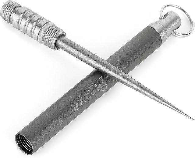 Titanium Toothpick, 8g, 11cm/4.3in, 6mm with Keyring Pocket Holder - Portable, Reusable - Best for Outdoor Camping, Travel, Picnic (One)