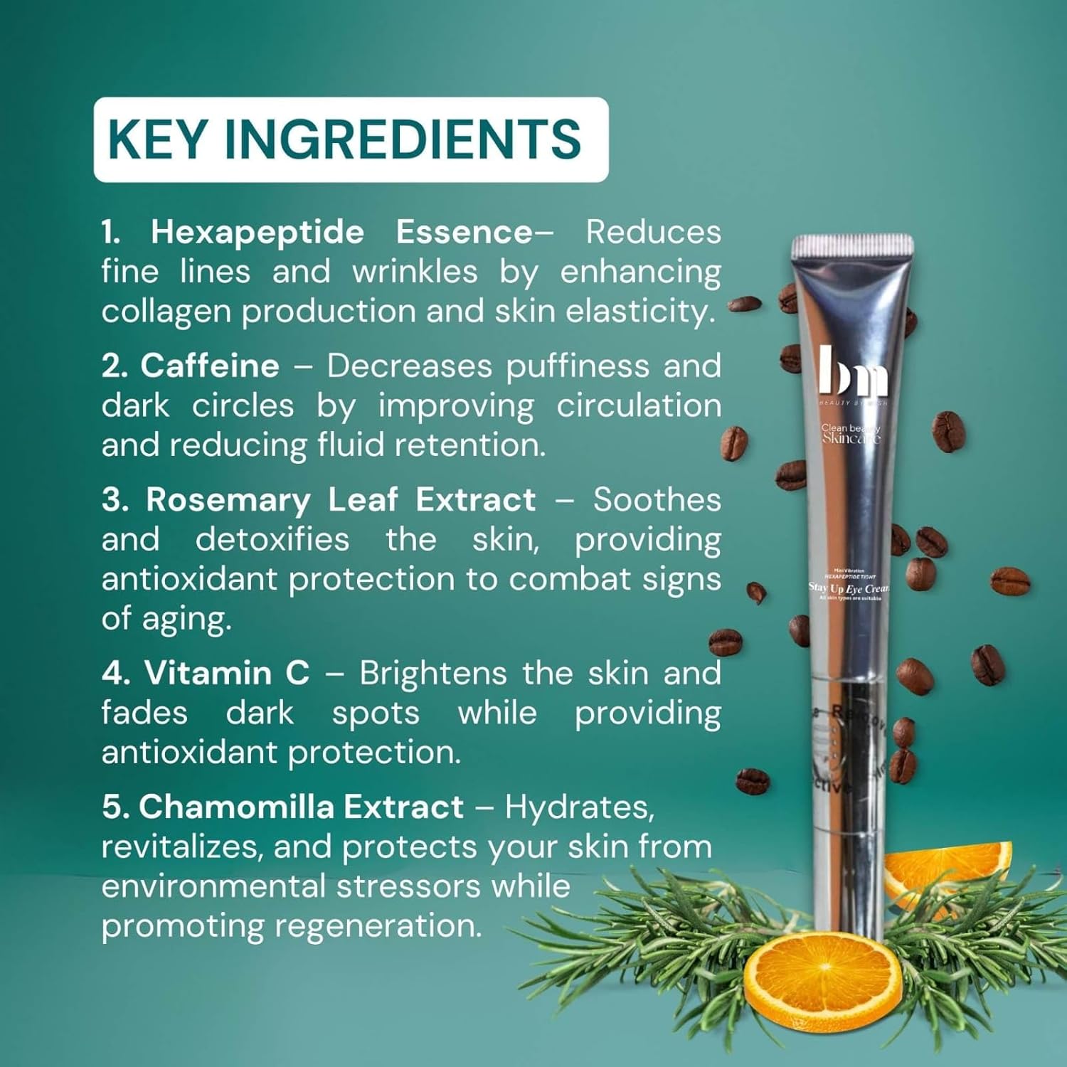 Mini Vibration Stay Up Eye Cream with Hexapeptide Lifting & Firming Formula, Helps Reduce Dark Circle and Puffiness, 20g - Image 5