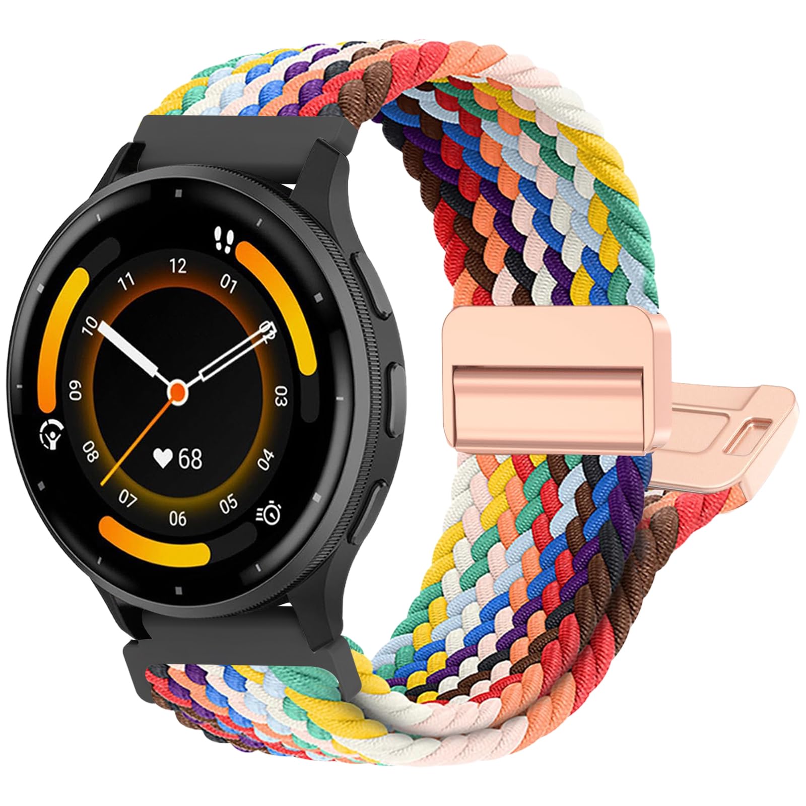 chinbersky Geflochten Armband Kompatibel mit Garmin Vivoactive 5/4/3/Venu/Venu Sq/Venu2 Plus/Forerunner 165/55/245/645/965/955/945/265, 20mm 22mm Magnet Verschluss Stoff Nylon Band für Garmin Armband