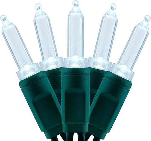 YULETIME Luces LED de Navidad de color blanco frío, 33 pies, 100 unidades de espacio de 4 pulgadas, de una pieza, de alta resistencia al agua, con