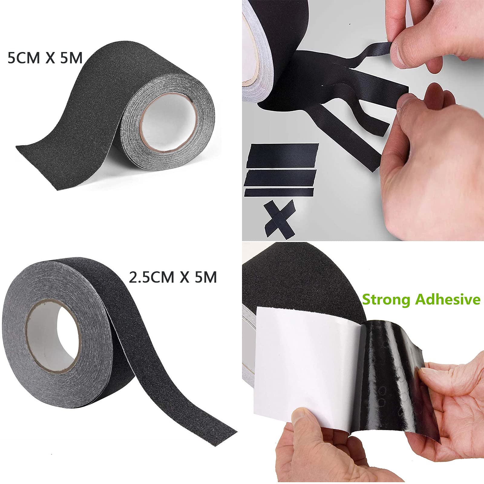 AIZYR Cinta De Agarre Antideslizante Negra, Cintas De Tracción Antideslizantes Cinta Adhesiva De Seguridad para Escaleras Interiores O Exteriores,15cm*10m