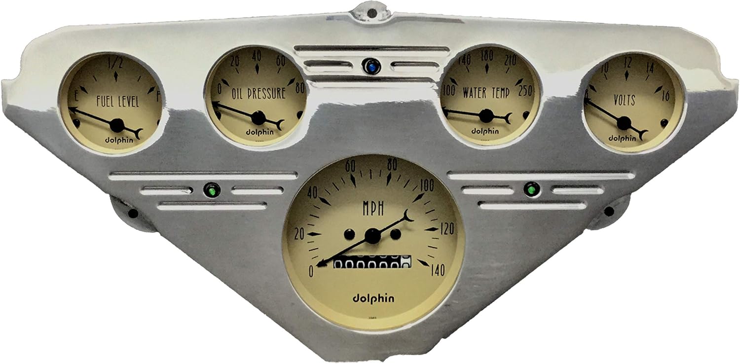 Dolphin Gauges 1955 1956 1957 1958 1959 Chevy Truck 5 Gauge Dash Cluster Panel Set Mechanical Tan