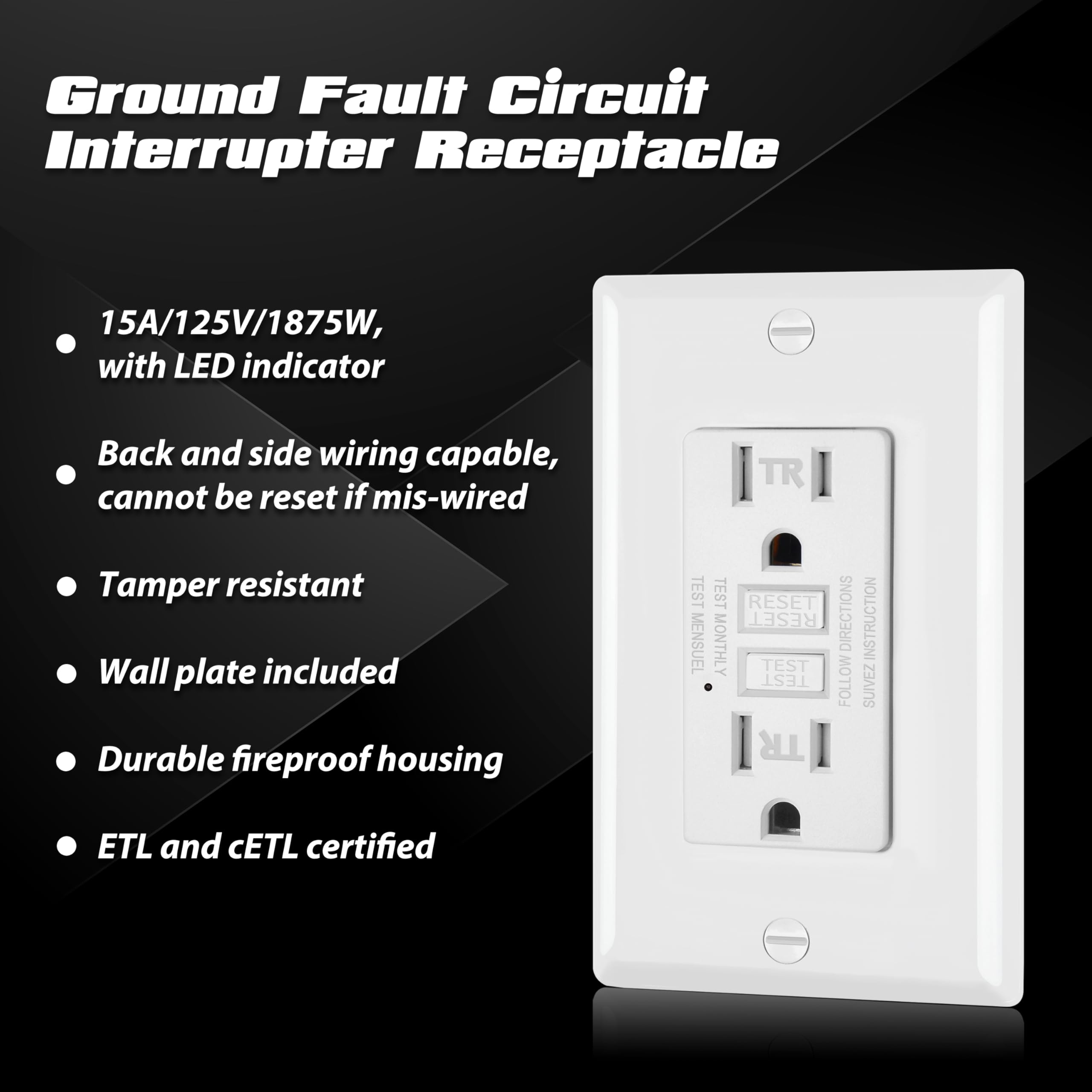 40 PCS Leviton GFTR1-R4W 15A Tamper Resistant GFCI Outlets - White, 10 Packs Of 4