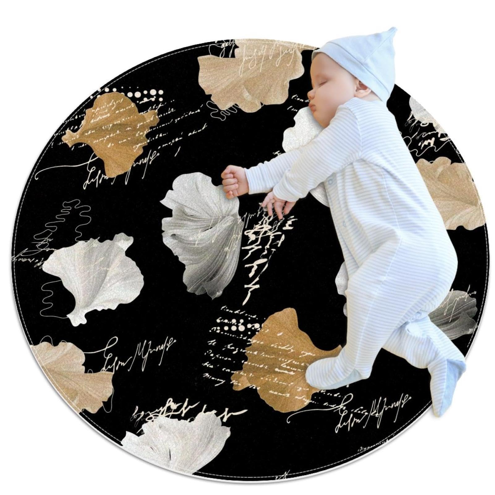 Petit tapis de salle de bain floral abstrait rond 1m antidérapant