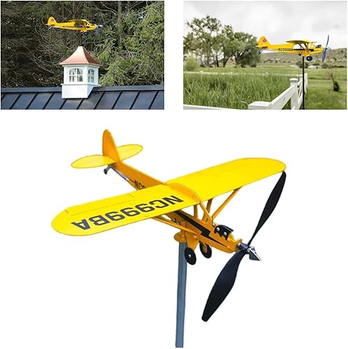 Veta de avión Piper J3 Cub 2023, regalos para los amantes del vuelo, decoración de veletas de avión, molino de viento hecho a mano, fácil de