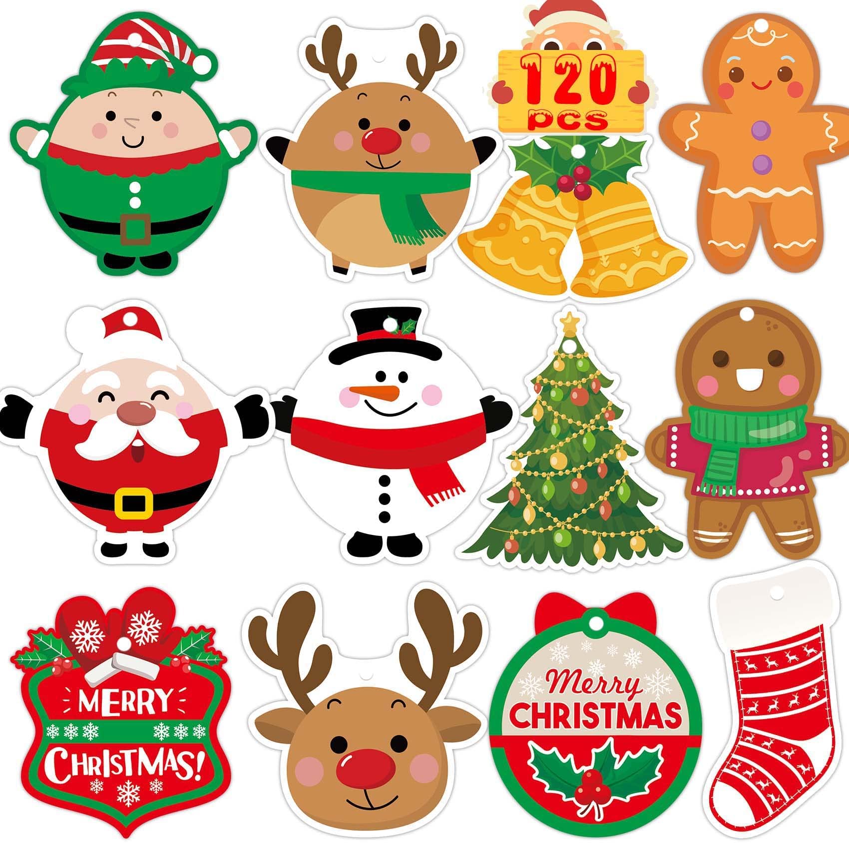Party-poter Christmas Gift Tags - 120 Pcs Christmas Tags for Presents Christmas Labels for Presents Christmas G-ift Tags with String Christmas Tags Christmas Tags Present Tags Xmas Gift Tags