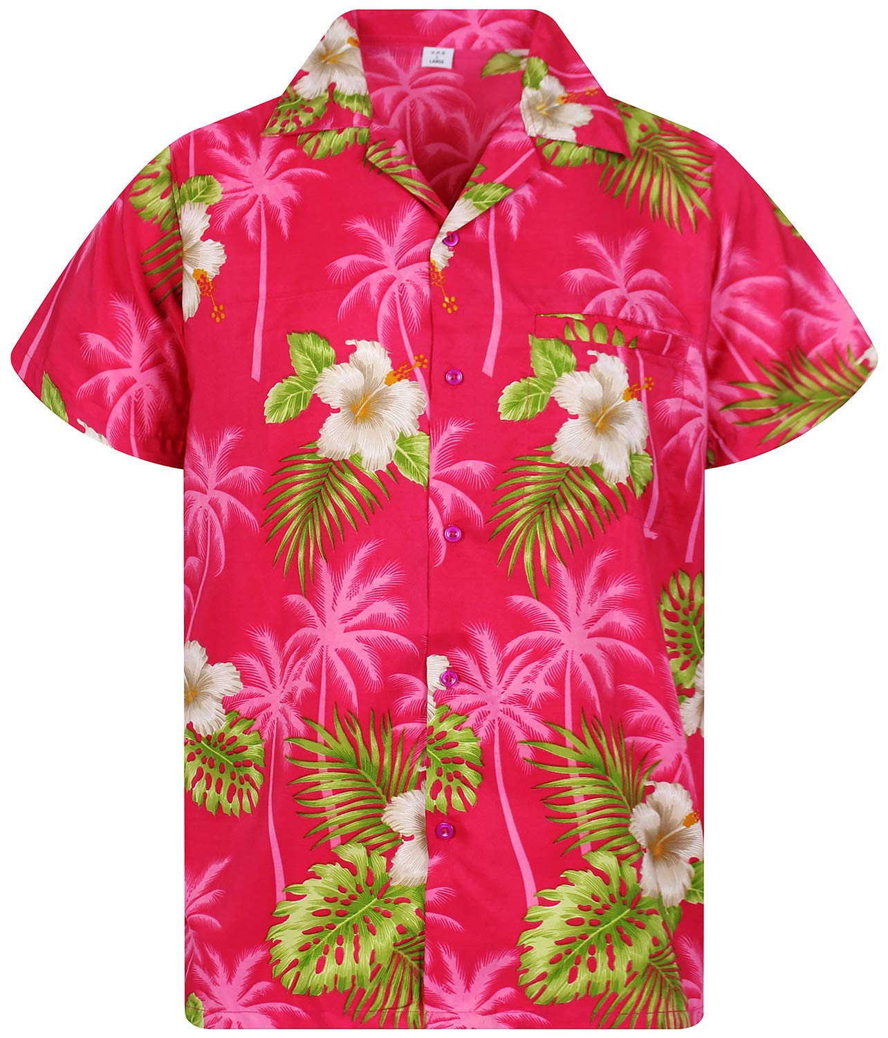 V.H.O. Funky Hawaiian Shirt, Small Flower, Pink, M : Amazon.co.uk