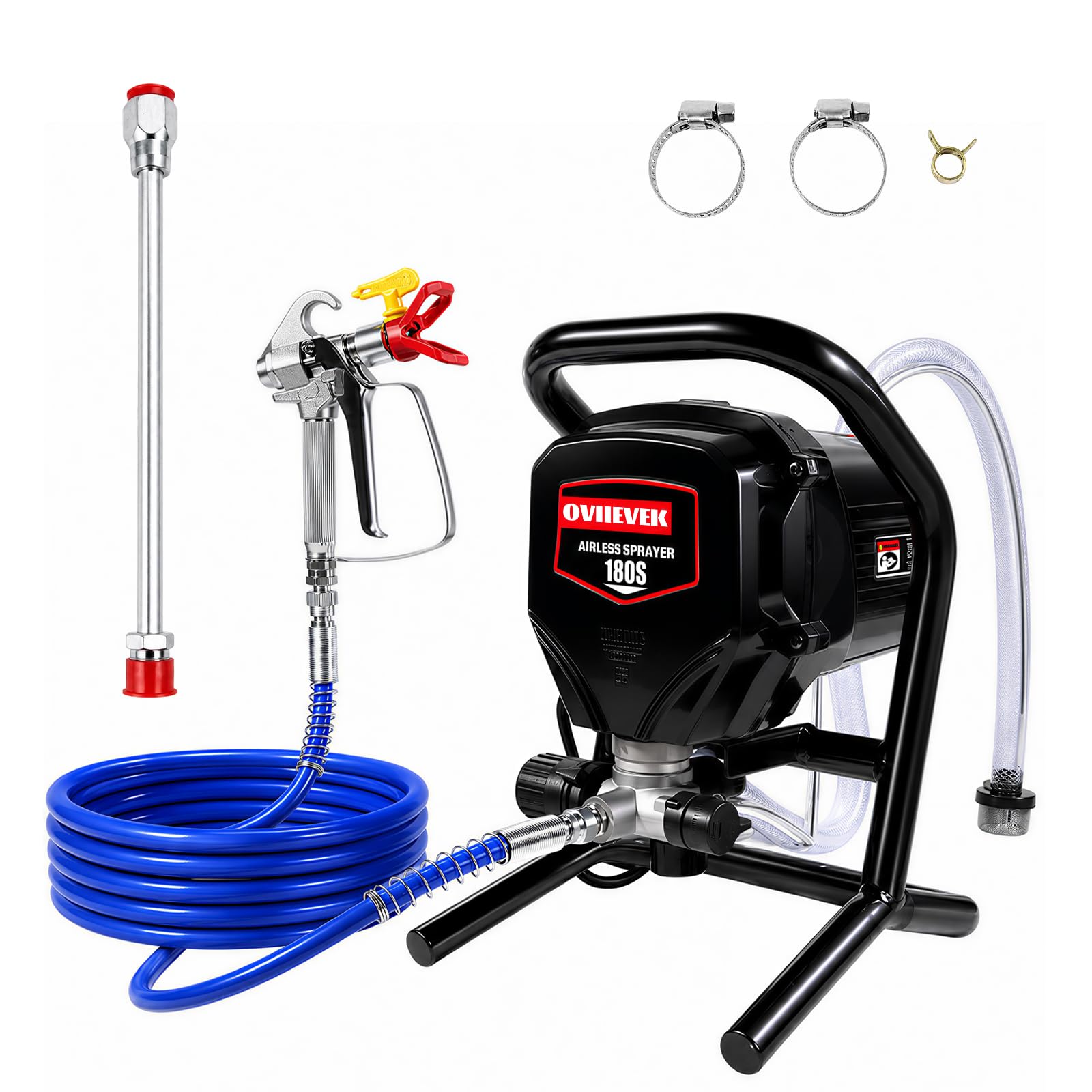 Pulverizador de pintura sin aire de 750 W, pistola de pintura eléctrica de alta presión de 3300 PSI con barra de extensión, herramienta de pintura profesional para paredes interiores