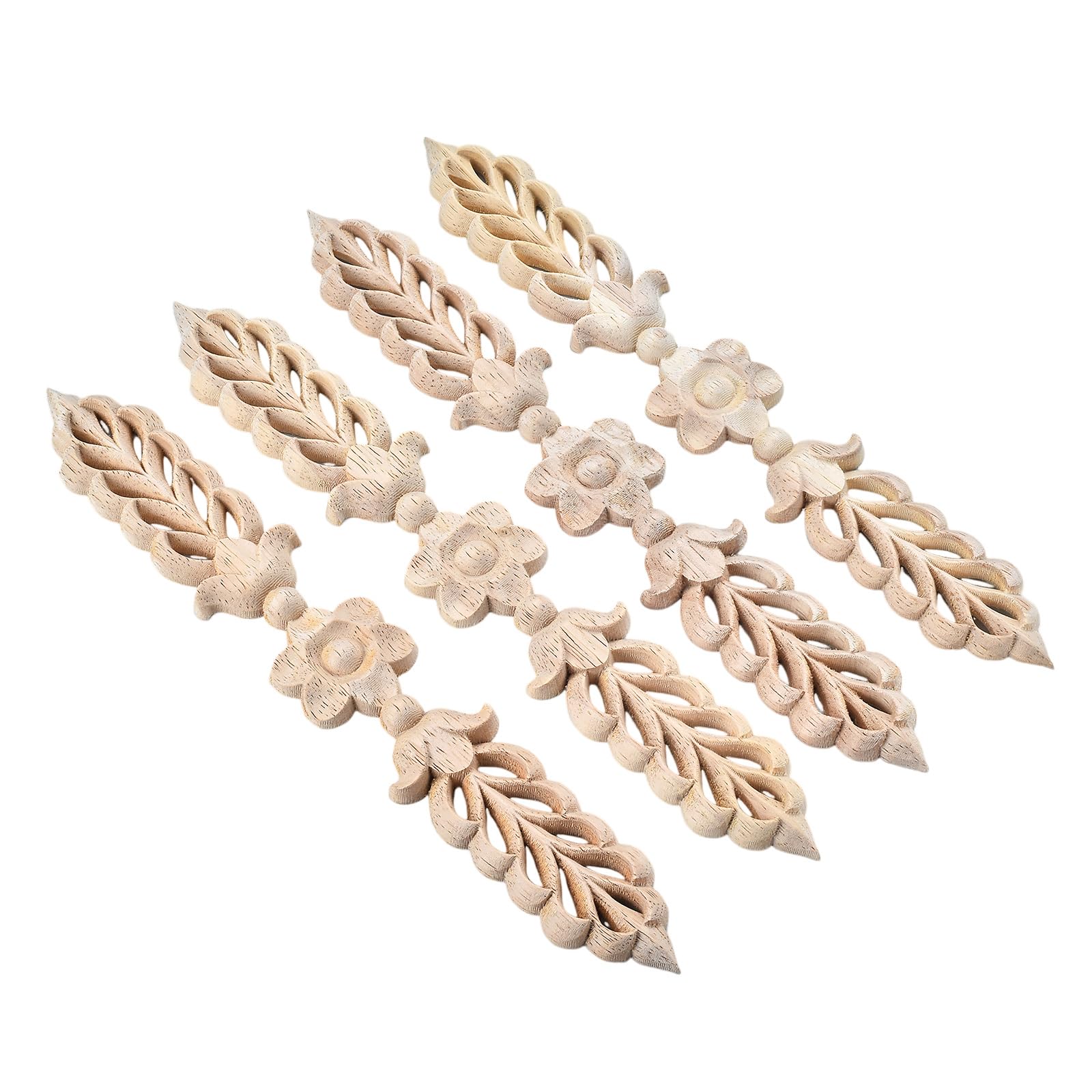 4-Pack Unpainted Wood Appliques Onlays 24.5x3.5cm/9.65