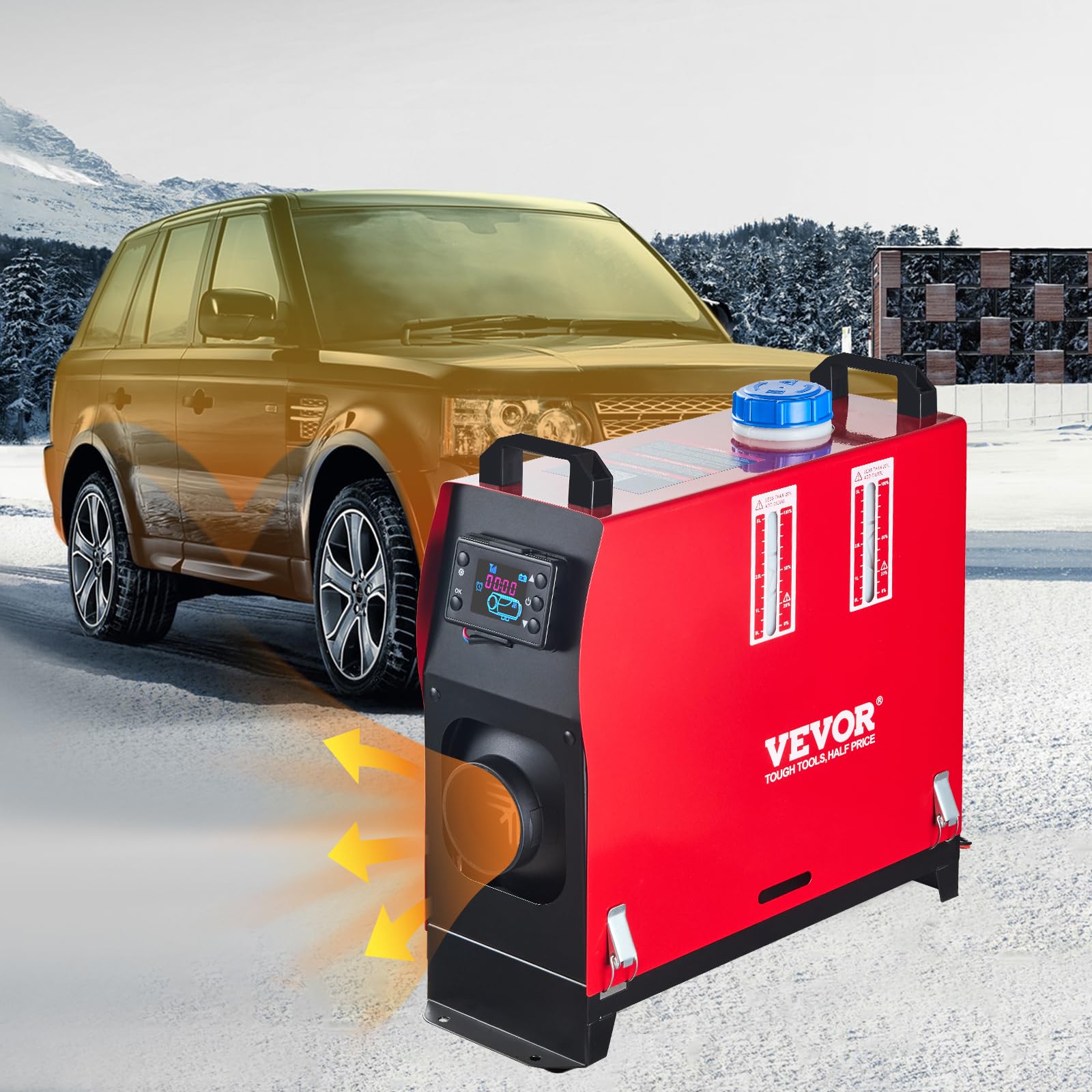 VEVOR Ogrzewacz powietrza 8 kW na olej napędowy, 12 V, ogrzewanie postojowe na olej napędowy, ogrzewanie postojowe, do samochodów ciężarowych, przyczep kempingowych, autobusów z przełącznikiem LCD