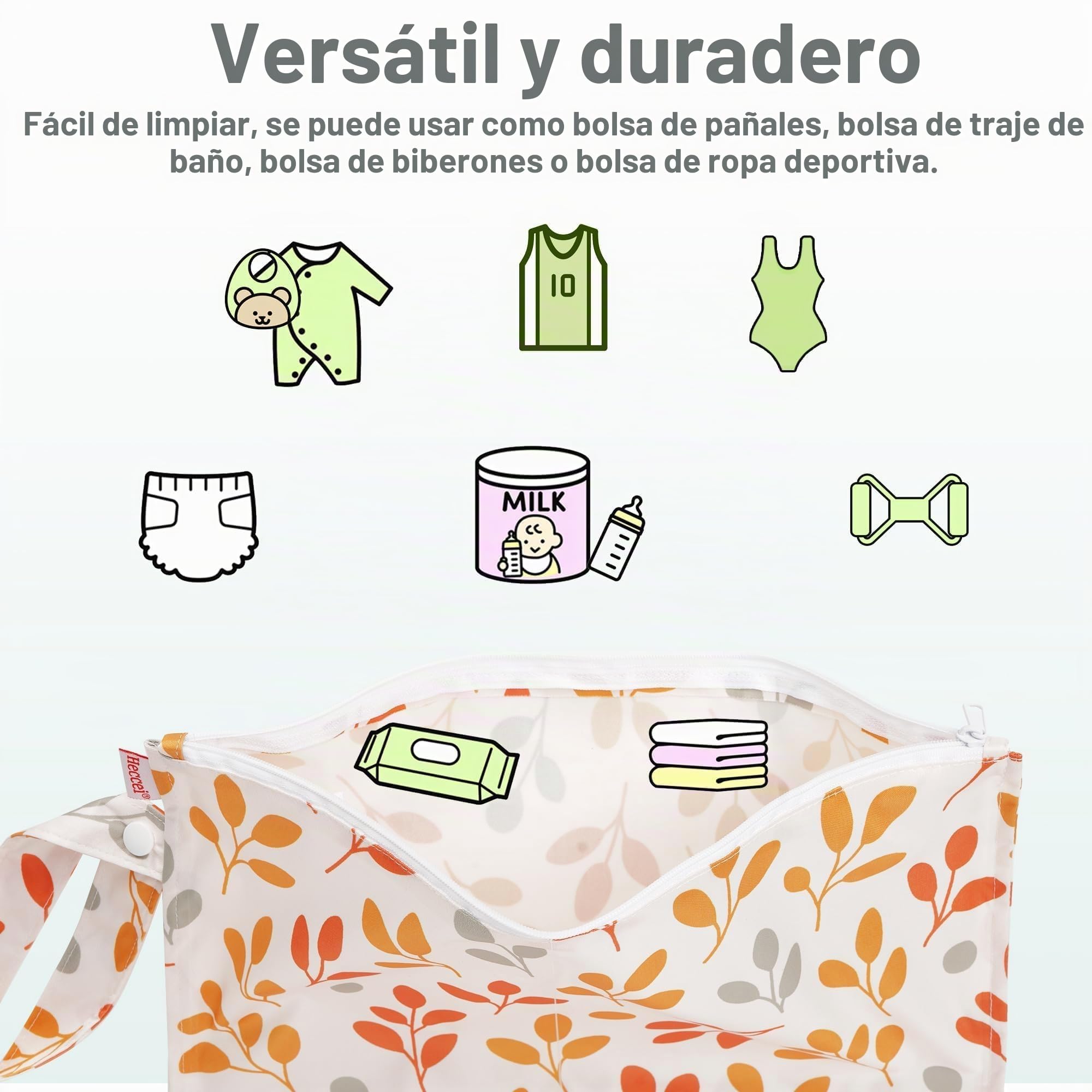 HECCEI 2 Bolsas de Tela Impermeables y secas y Reutilizables, Lavables, con Bolsa de Gancho, 33 x 38 cm, para Actividades al Aire Libre