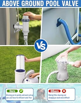 Pool Plunger Valve, Pool Hose Adapters for Above Ground Pools, Pool Replacement Parts with Plunger Valve and Pool Pipe Holder Pool Pump Parts, 2 Pcs Above Ground Pool Valve