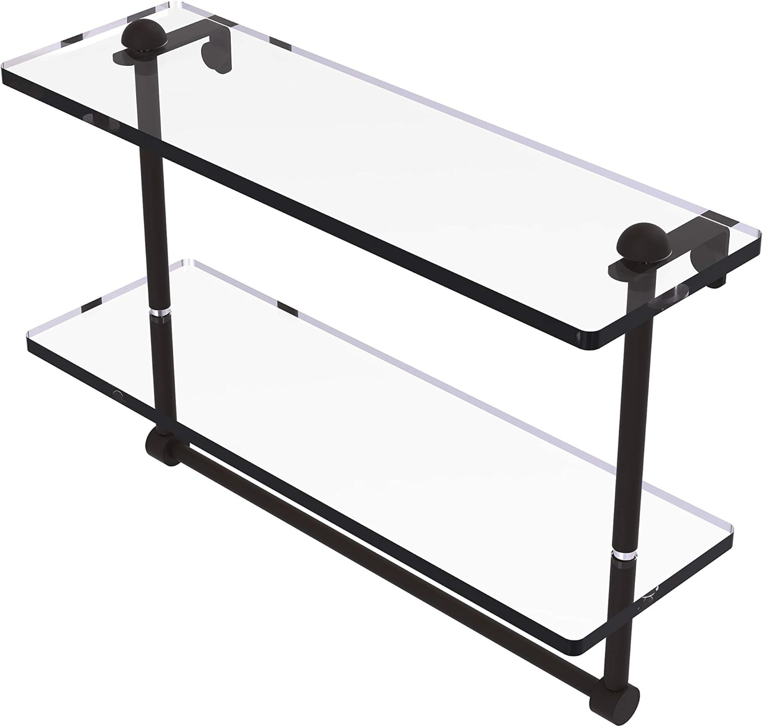 Allied Brass RC-2/16TB 16 Inch Two Tiered Integrated Towel Bar Glass Shelf, Oil Rubbed Bronze