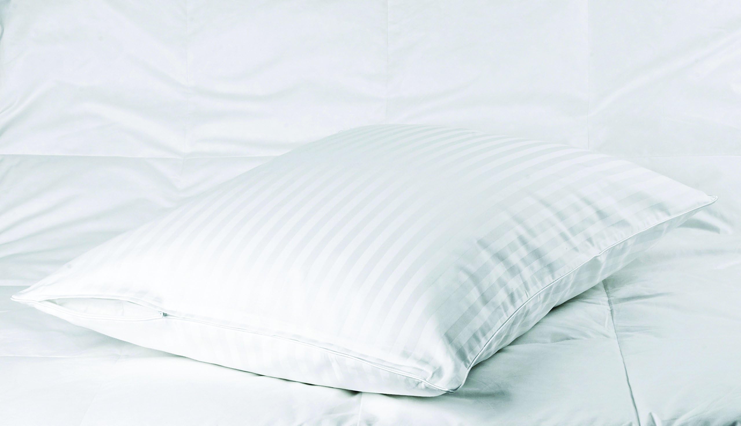 Set of Two - Oversized 100% Egyptian Cotton, 340 Thread Count Sateen Pillow Protector, Pillow Cover, (Size 31 x 40), White Color